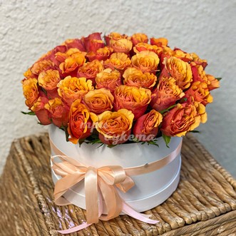 41 оранжевая роза в коробке