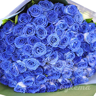 101 синяя роза в крафте (Premium)