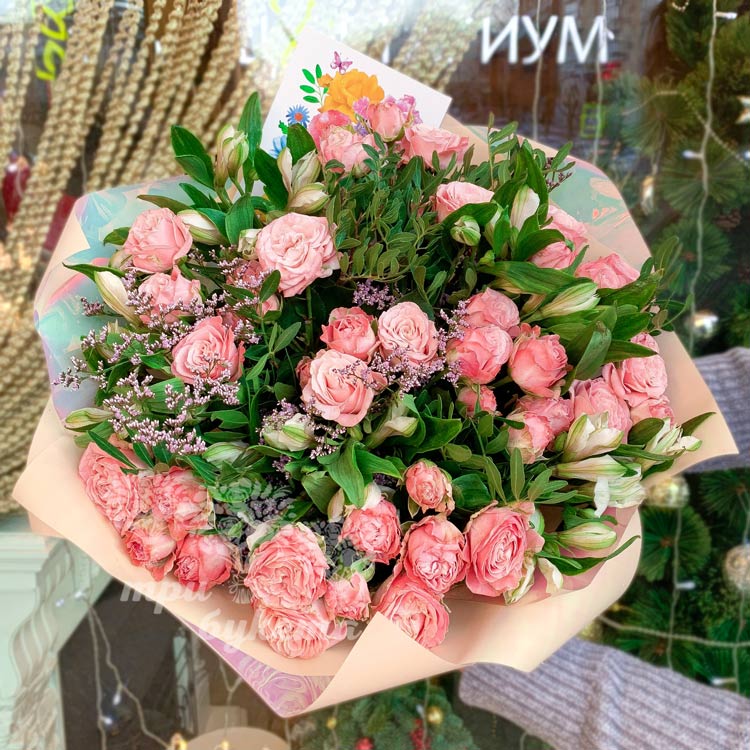 Купить кустовые розы в Алматы недорого | Спрей розы | Букеты из кустовых роз |