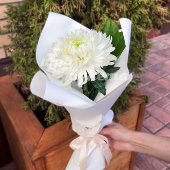 Мини-букет из белой хризантемы